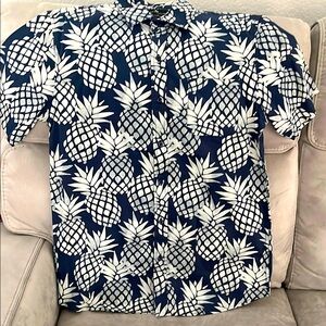 Navy Pineapple Print Men's Shirt